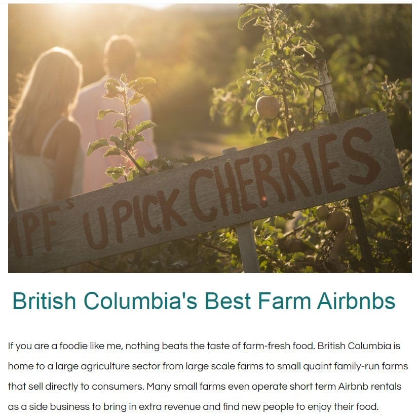 BC Farm Airbnbs