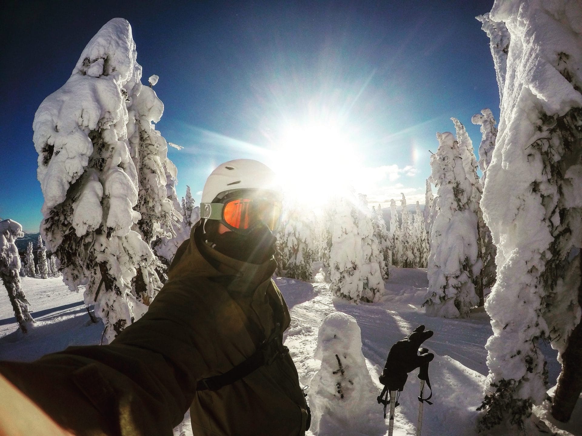 skier at big white vacation rental