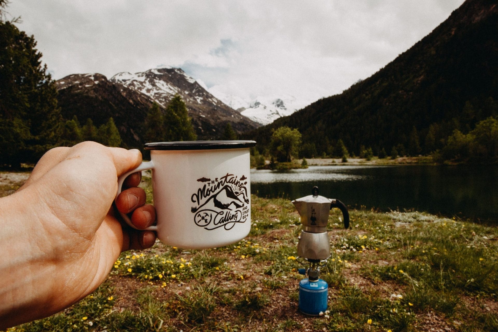 brewing coffee while camping