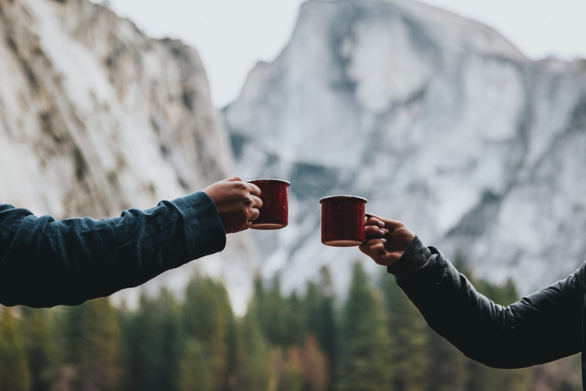 enjoying coffee outdoors