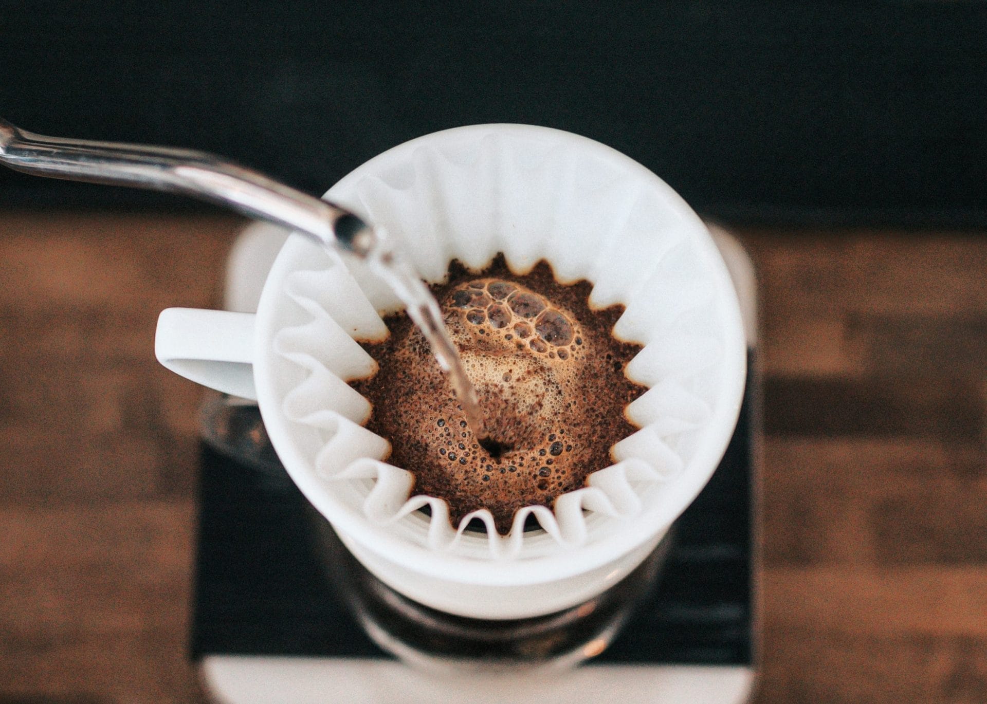 pouring into coffee filter